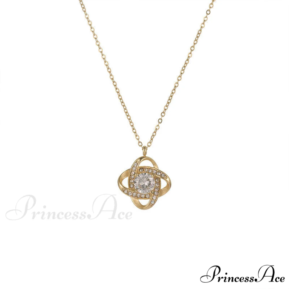 Geometric Shape White Shining Zircon Necklace - Image 5