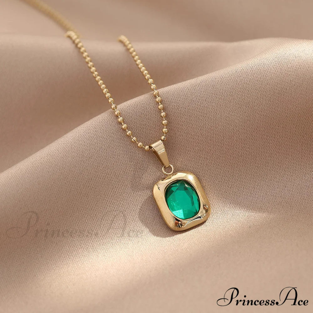 Titanium Steel Colorful Crystal Pendant Necklaces - Image 11