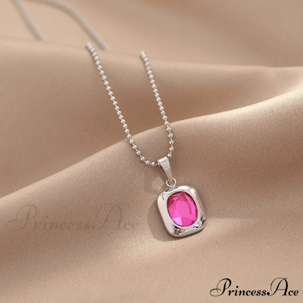 Titanium Steel Colorful Crystal Pendant Necklaces - Image 6