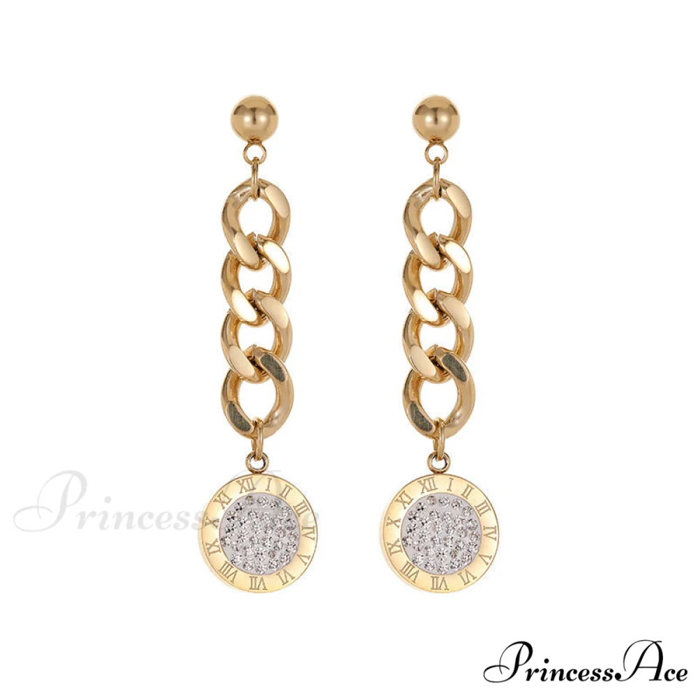 Titanium Steel Simple Style Diamond Studded Plate Earrings - Image 5