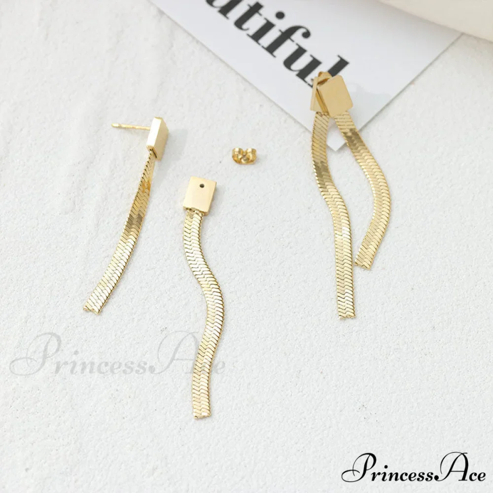 Stainless Steel Snake Chain Pendant Earrings - Image 2