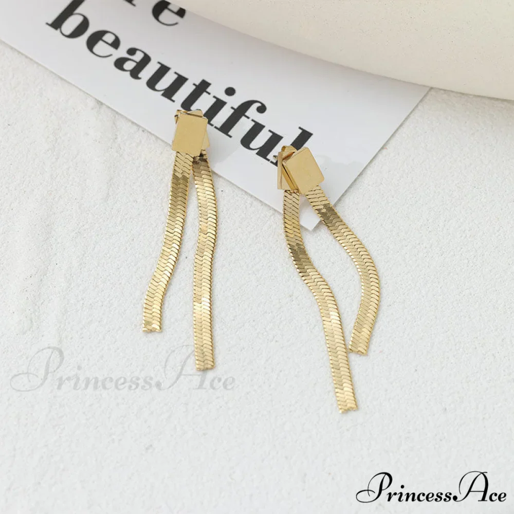 Stainless Steel Snake Chain Pendant Earrings - Image 4