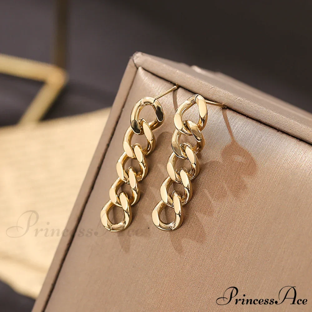Minimalist Simple Chain Pendant Earrings - Image 2