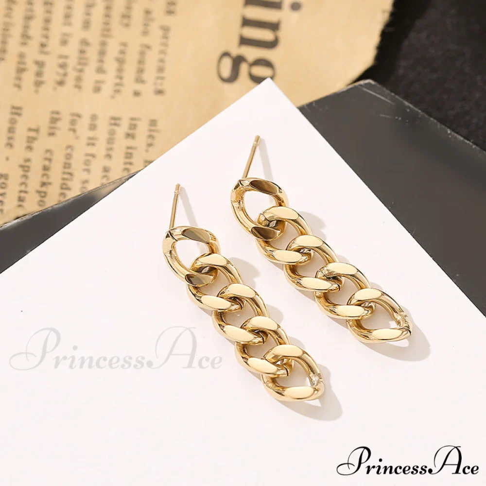 Minimalist Simple Chain Pendant Earrings - Image 3