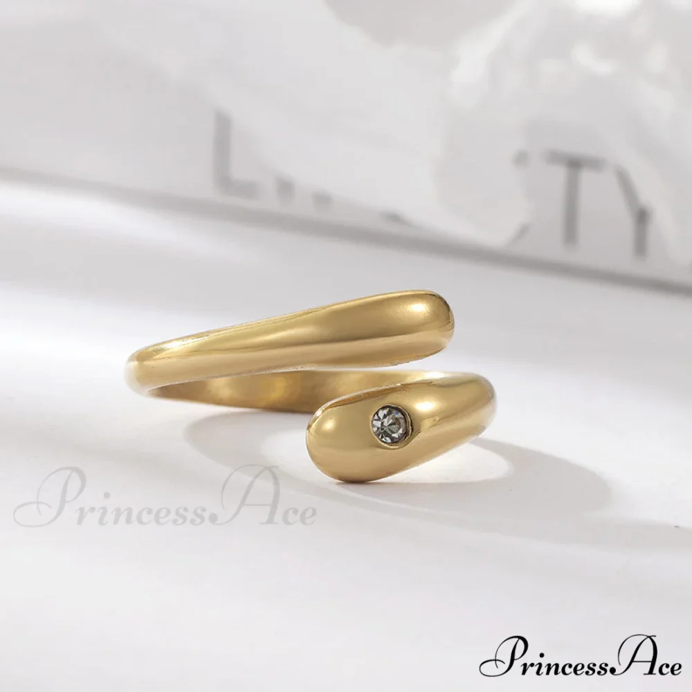 Simple Diamond Studded Gold Plating Rings - Image 4