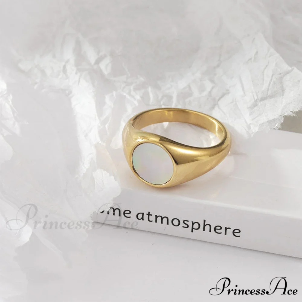 Titanium Steel Natural Opal Closed Rings - Image 2
