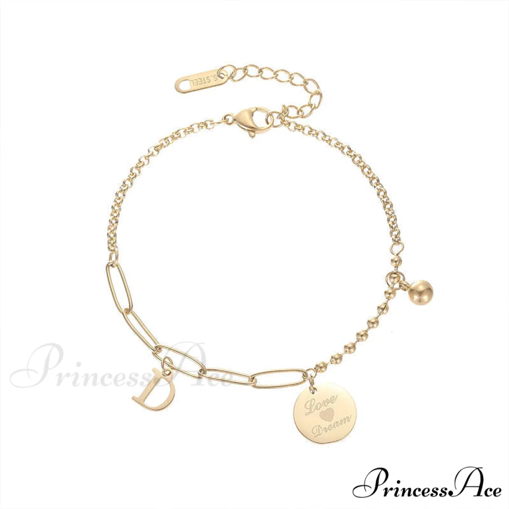Letter D Minimalist Bead Plate Bracelet - Image 5