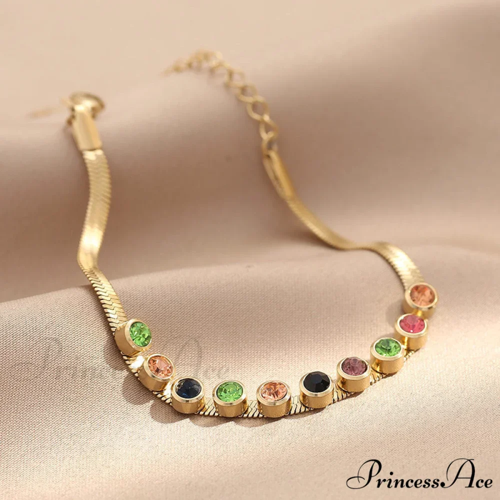 Colorful Diamond Snake Chain Bracelet - Image 4