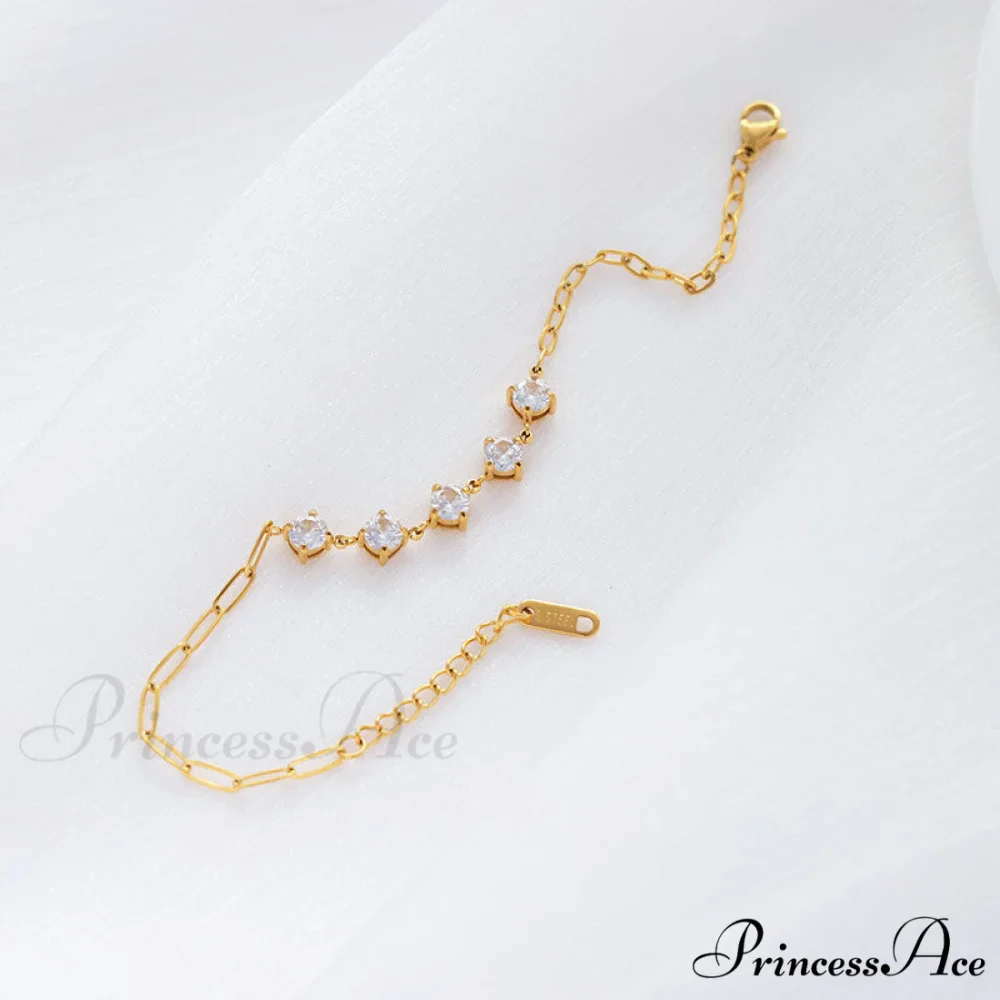 Titanium Steel White Zircon Paperclip Chain Bracelet - Image 2