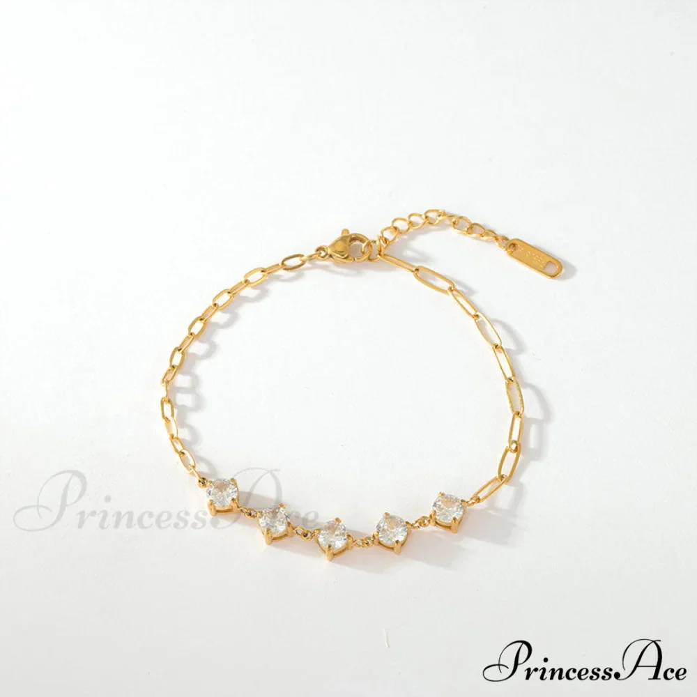 Titanium Steel White Zircon Paperclip Chain Bracelet - Image 6