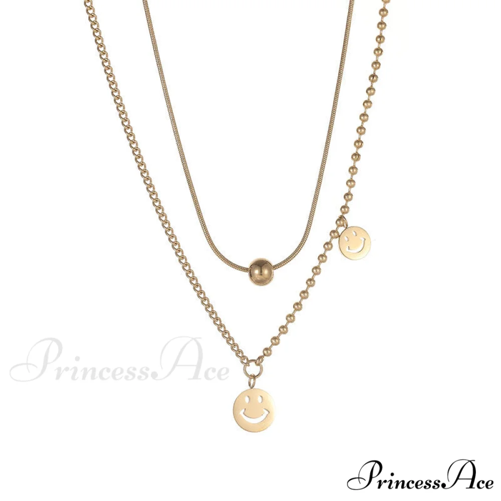Double Layer Smile Lucky Bead Pendant Necklace - Image 5