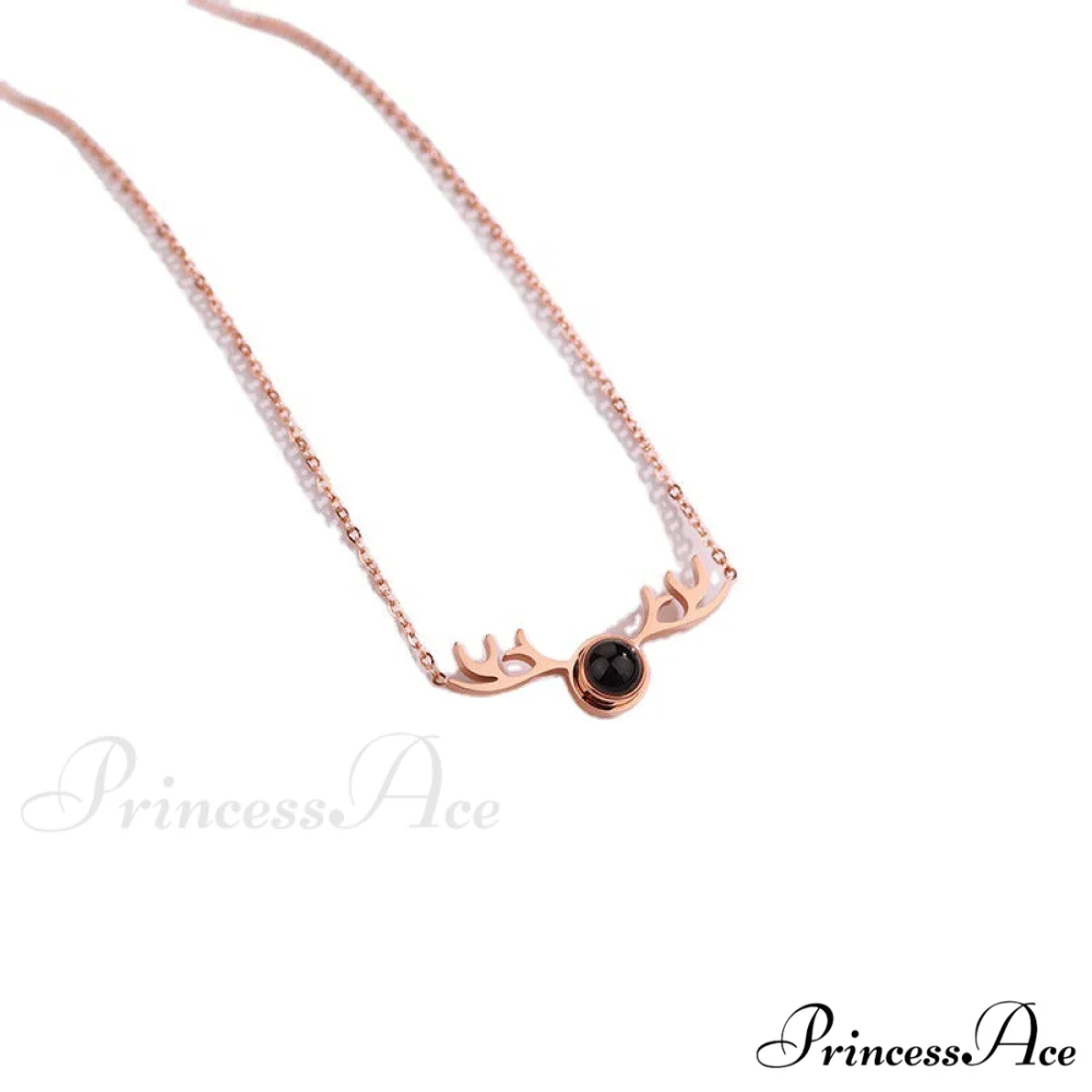 Titanium Steel Romantic Antler Pendant Necklace - Image 5