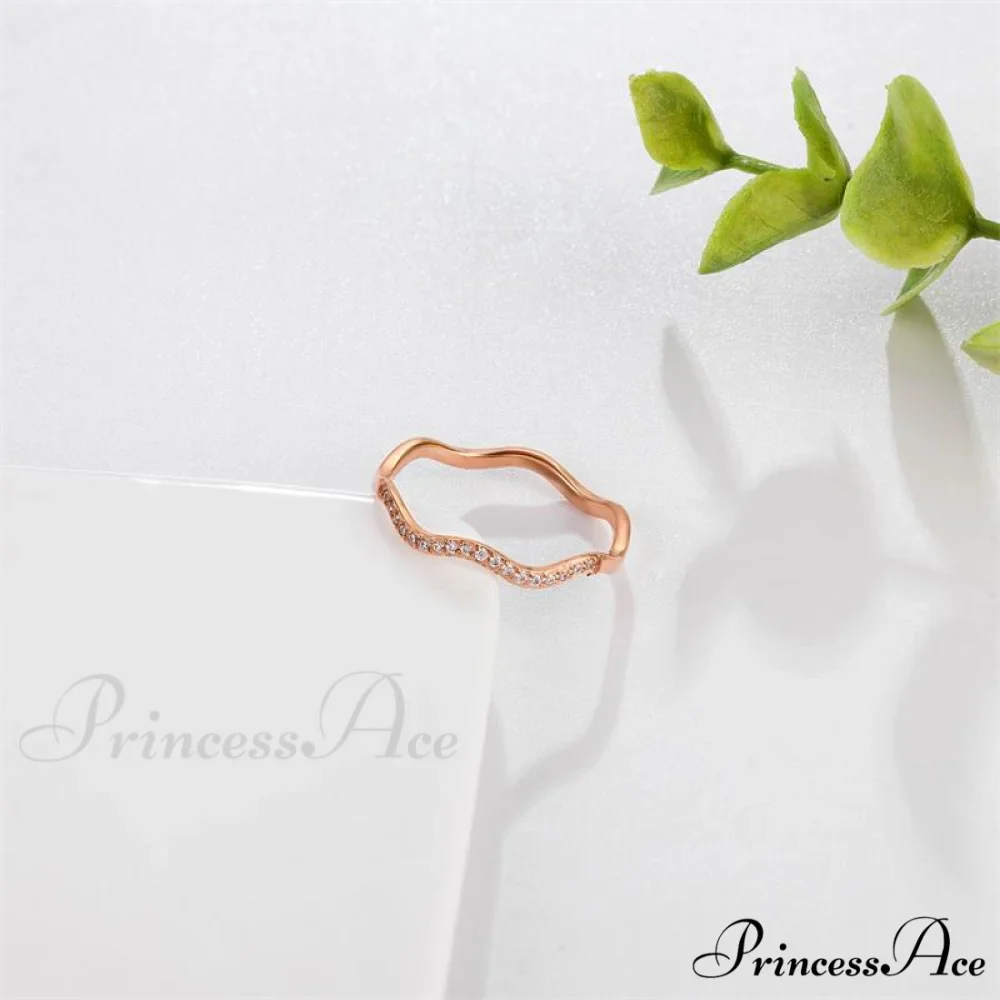 Personalized Irregular Curved Edge Rose Gold Ring - Image 2