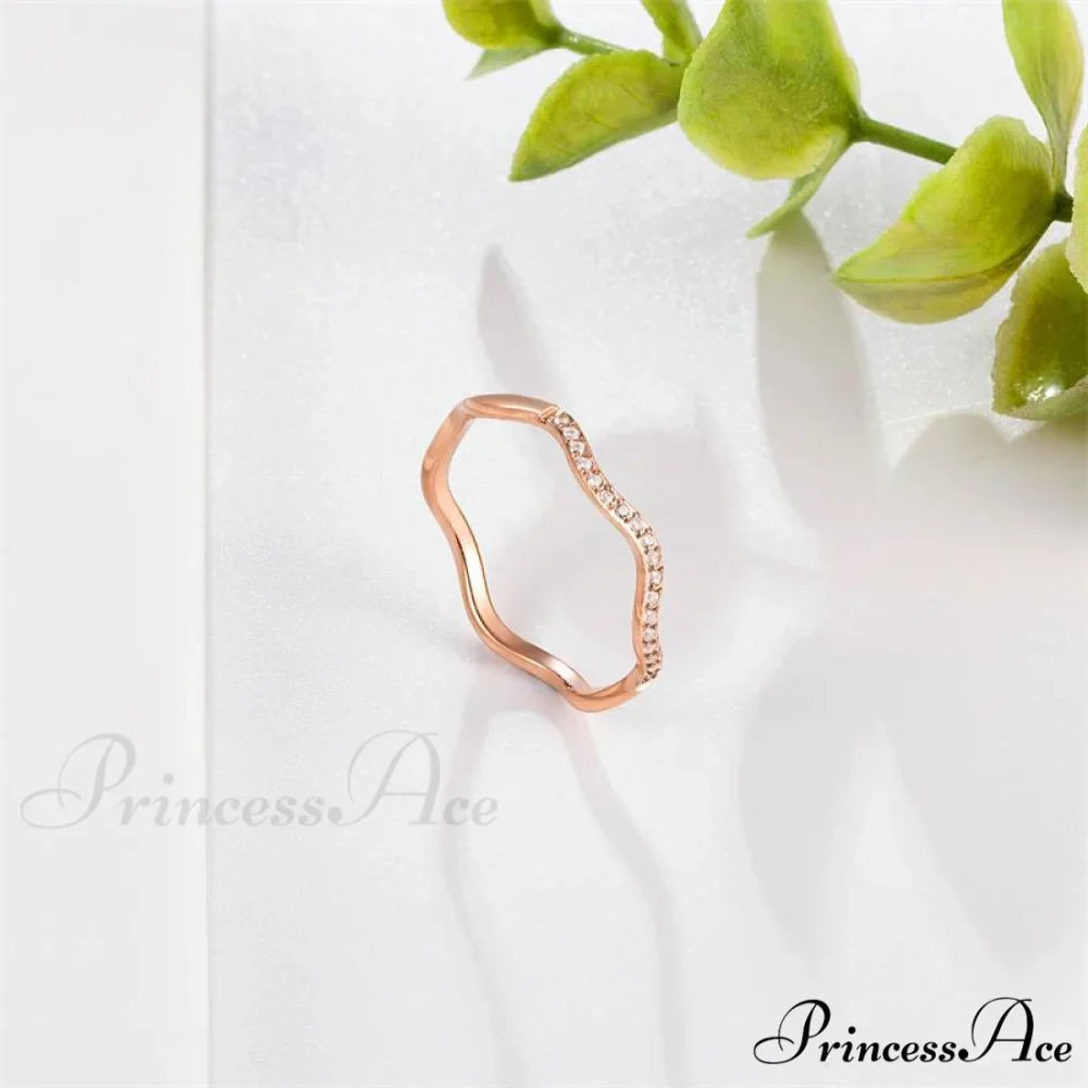 Personalized Irregular Curved Edge Rose Gold Ring - Image 3