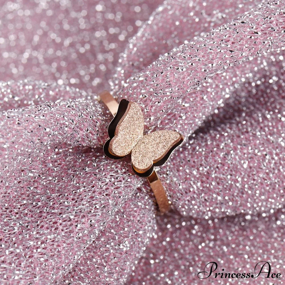 Fashion Frosted Butterfly Titanium Steel Ring - Image 4