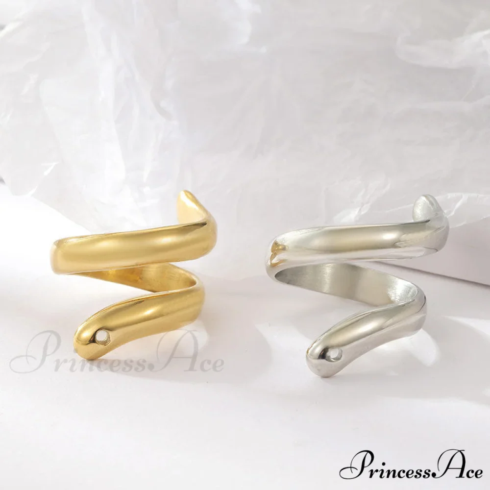 Stainless Steel Exaggerated Serpentine Cast Ring - Image 2