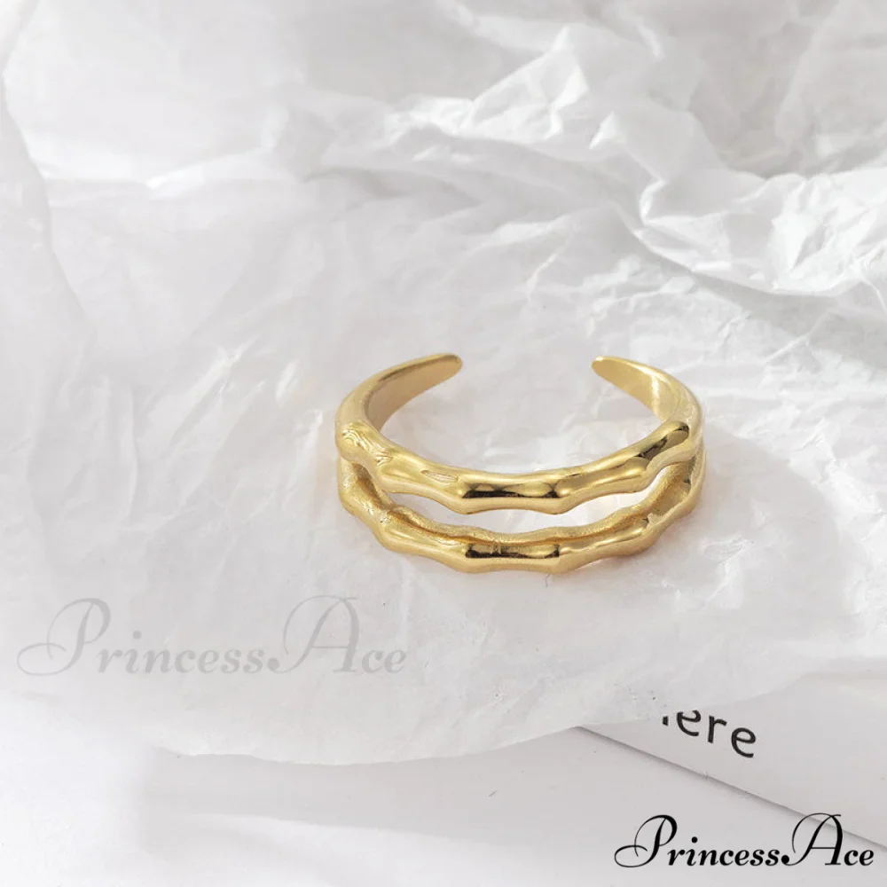 Stainless Steel Casting Double Layer Bamboo Ring - Image 3