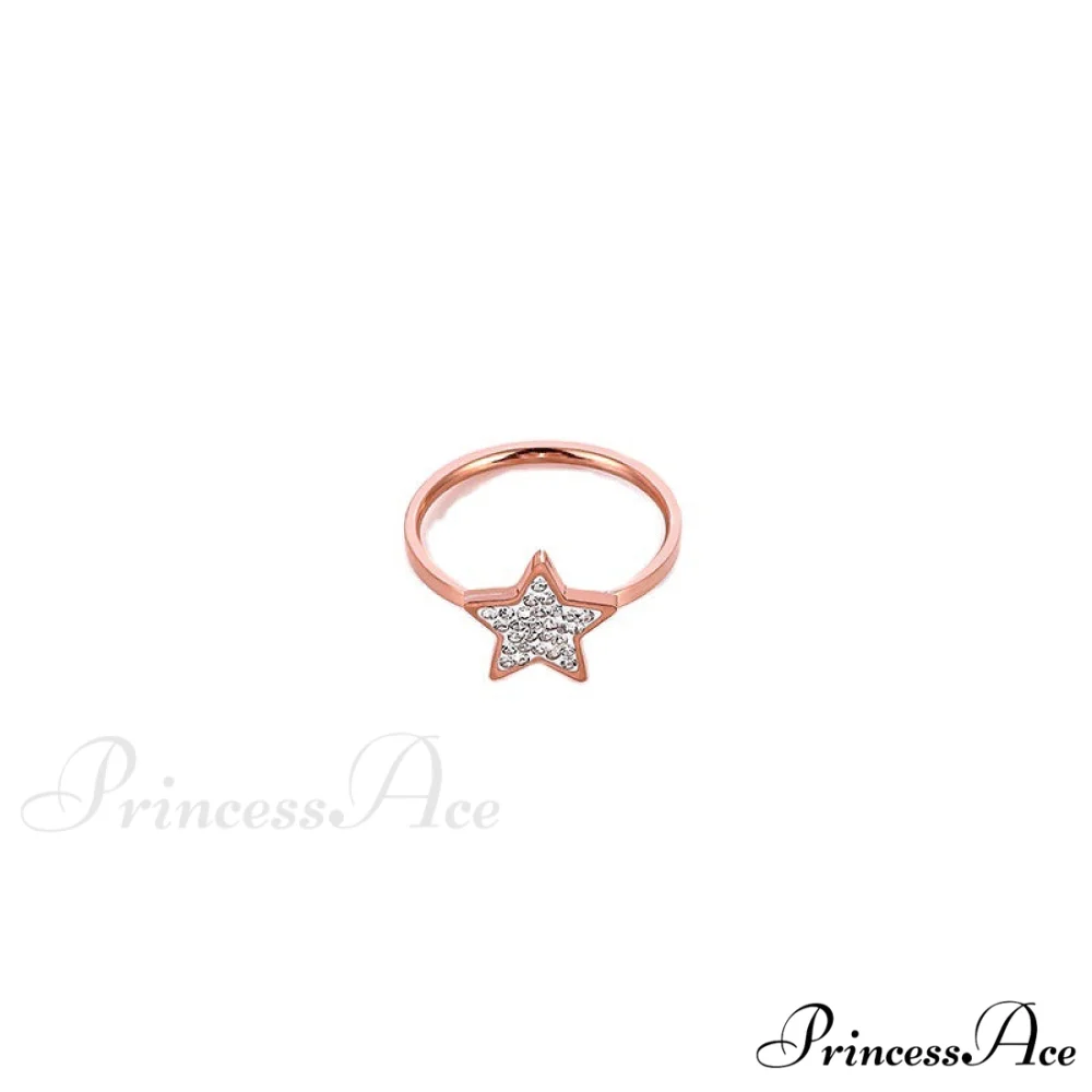 Five-pointed Star Full Diamond Titanium Steel Ring - Image 5