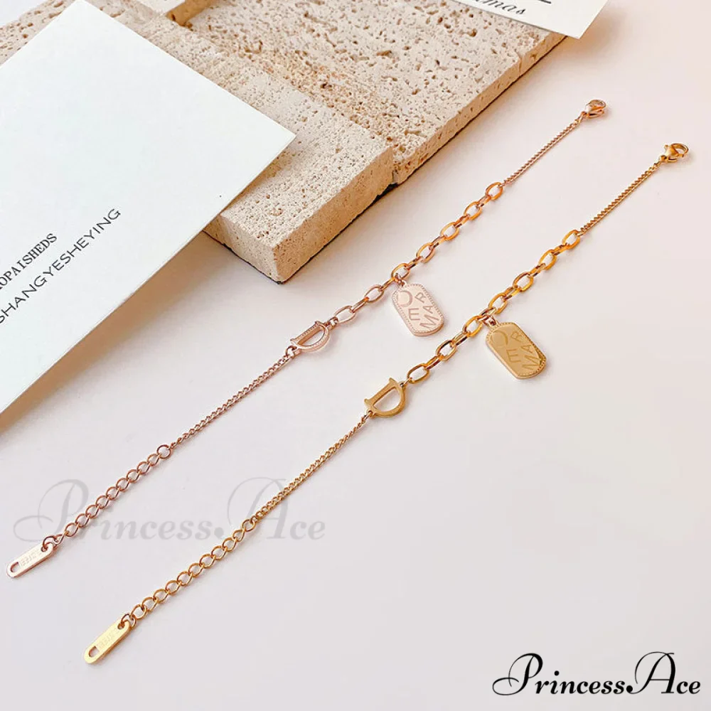 Simple Rose Gold Niche Design Letters Jewelry Bracelet - Image 2