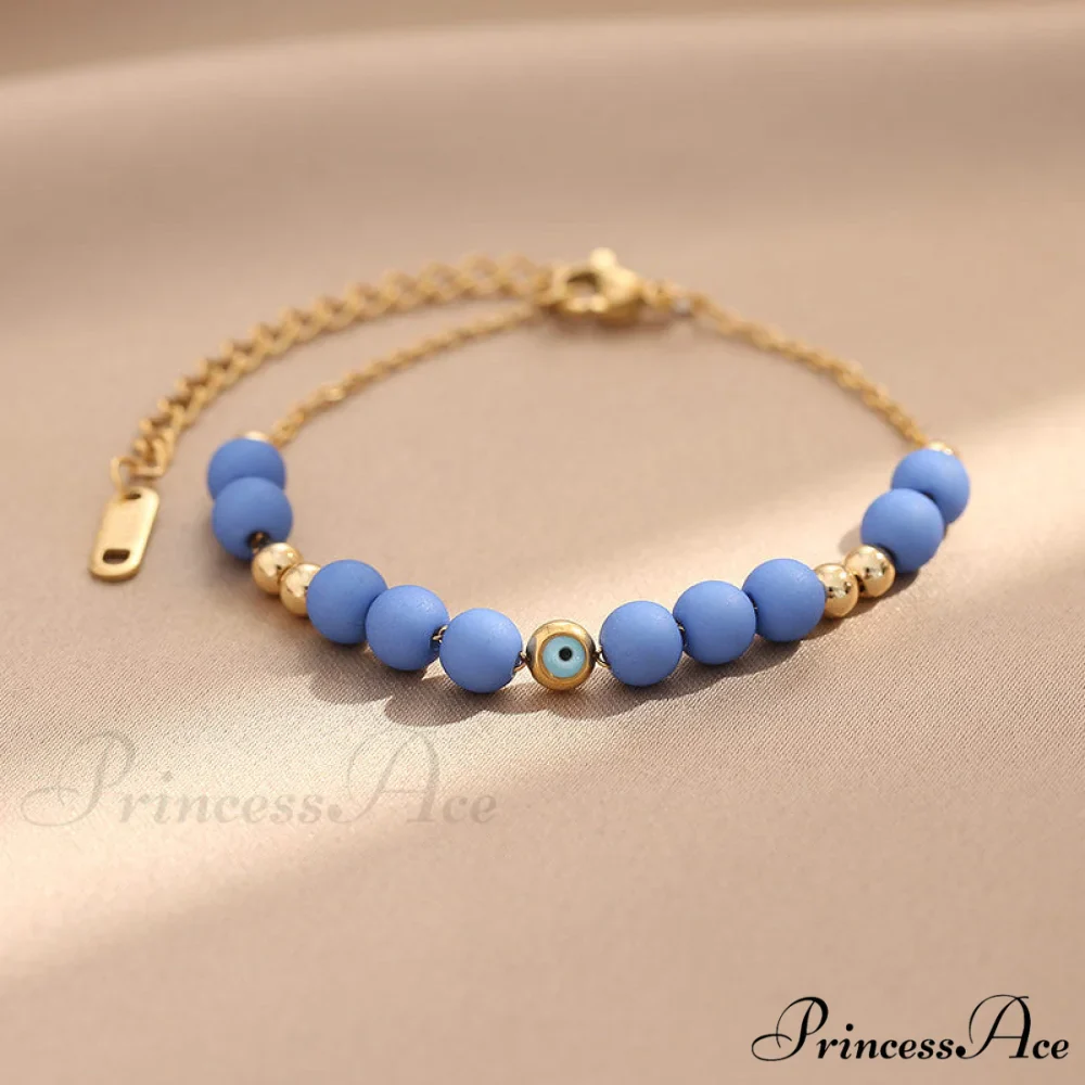 Stainless Steel Crystal Beaded Devil's Eye Fashion Bracelet - Image 2