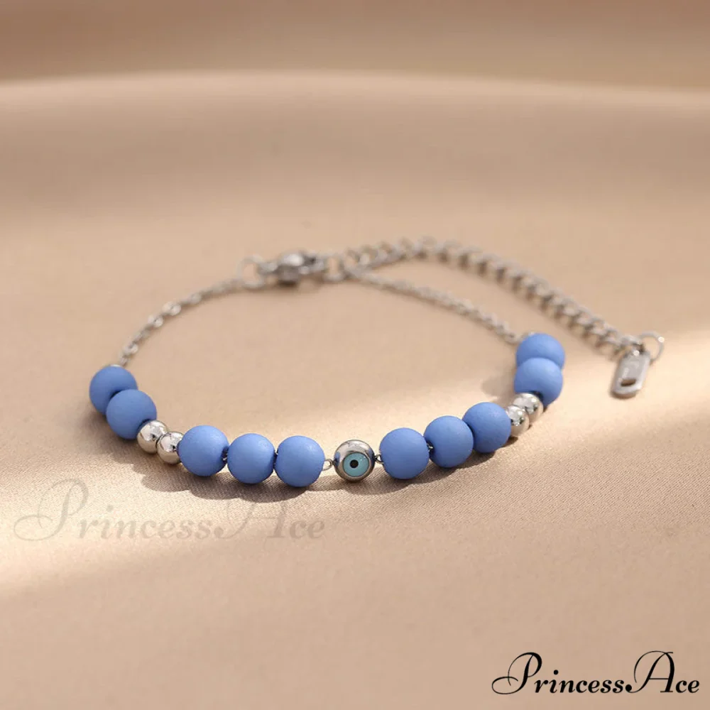 Stainless Steel Crystal Beaded Devil's Eye Fashion Bracelet - Image 3