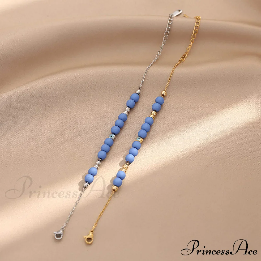 Stainless Steel Crystal Beaded Devil's Eye Fashion Bracelet - Image 4