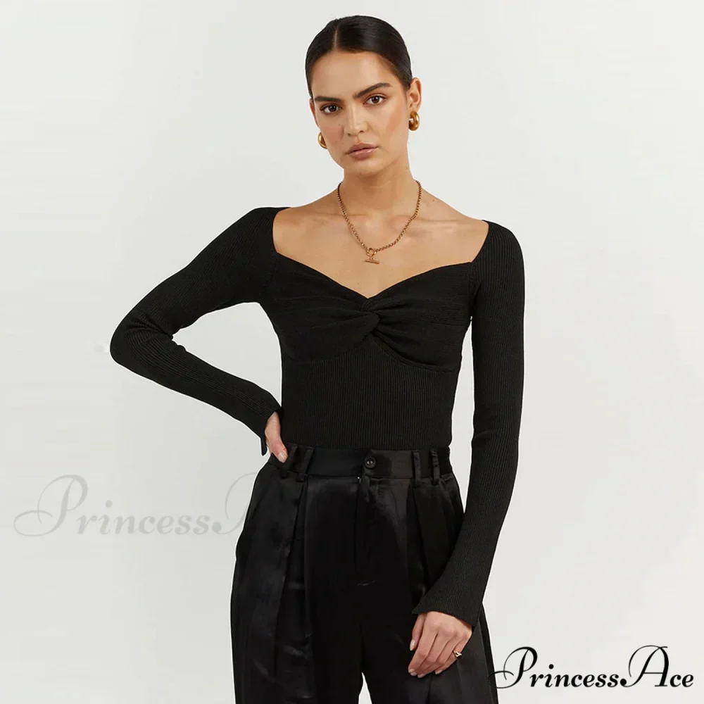 Chic Square Collar Short Sweaters Pullover - Image 3
