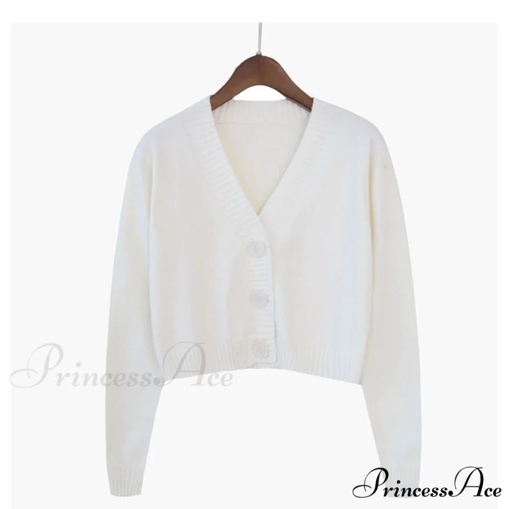 Wool Solid Girl Crop Top Cardigan - Image 11