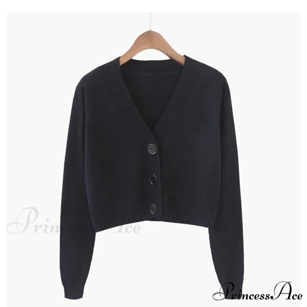 Wool Solid Girl Crop Top Cardigan - Image 4
