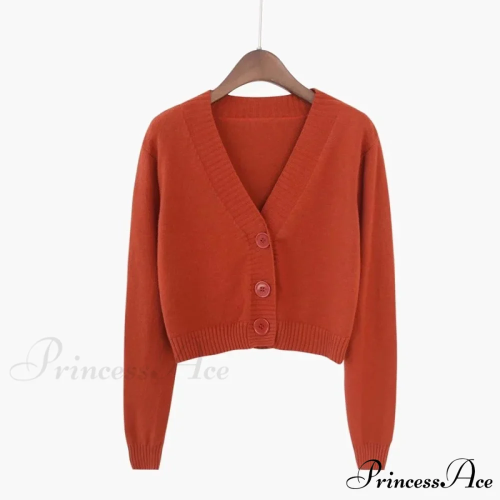 Wool Solid Girl Crop Top Cardigan - Image 9