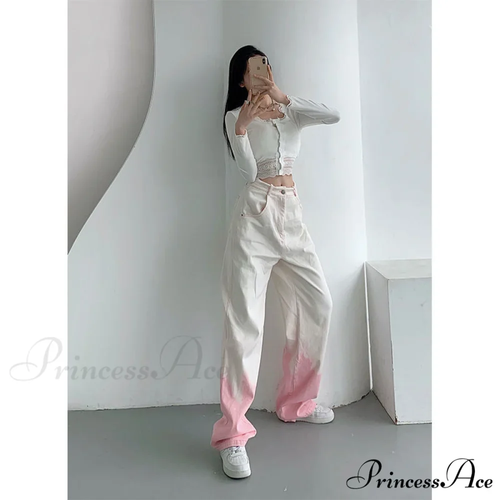 Cutie Girl Pink White Pencil Jeans - Image 2