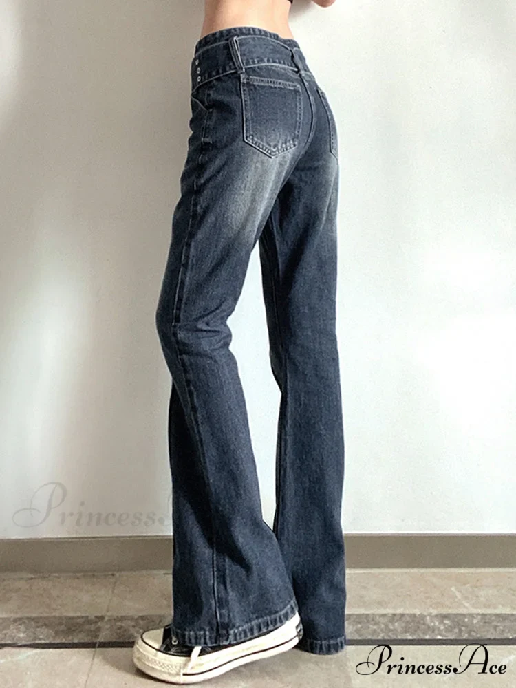 Brown Vintage Flared Hight Waist Jeans - Image 3