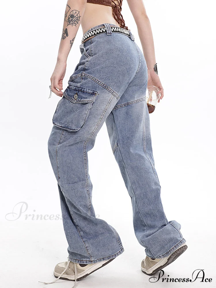 Vintage Light Blue Cargo Jeans - Image 3