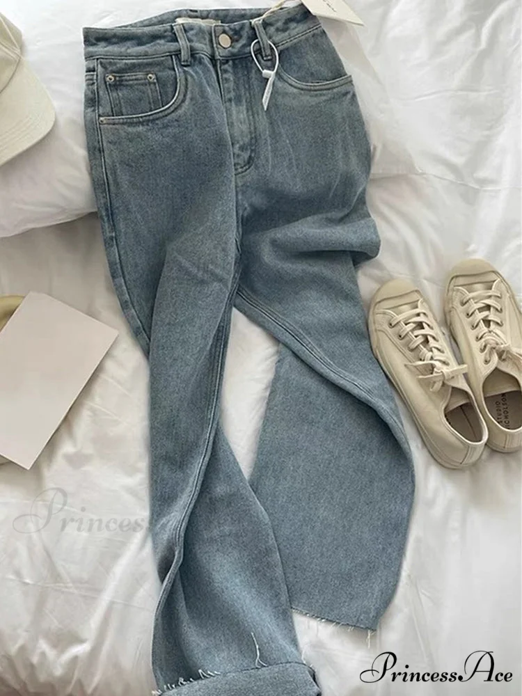 Trendy Flower Print Light Blue Jeans - Image 4
