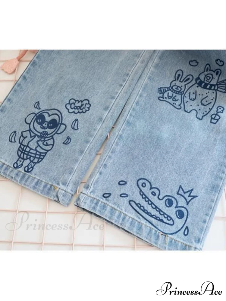 Kawaii Cute Cat Print Jeans - Image 5