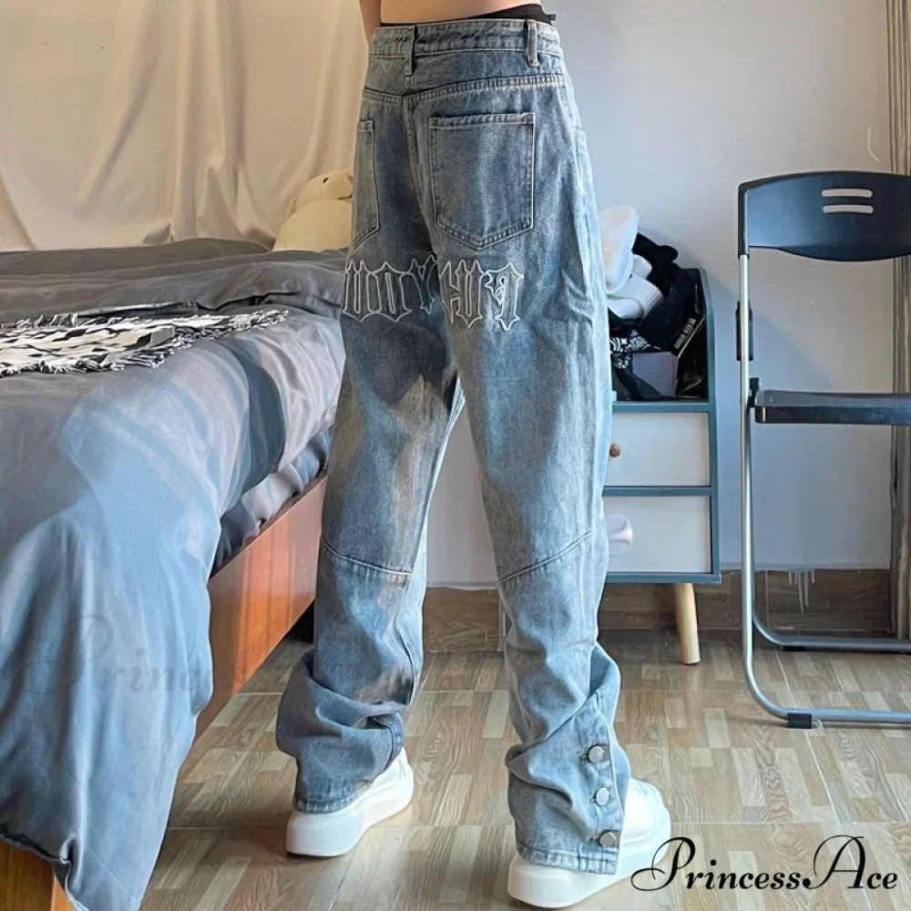 Fashion Letter Print Loose Jeans - Image 2