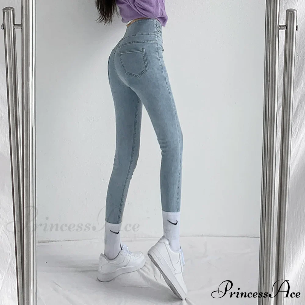 High Waist Straight Elastic Femme Jeans - Image 3