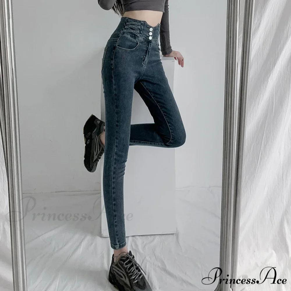 High Waist Straight Elastic Femme Jeans - Image 5