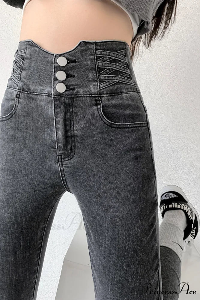 High Waist Straight Elastic Femme Jeans - Image 8