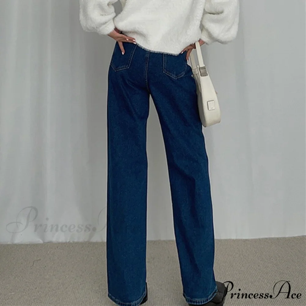 Loose High Waist Denim Straight Jeans - Image 3