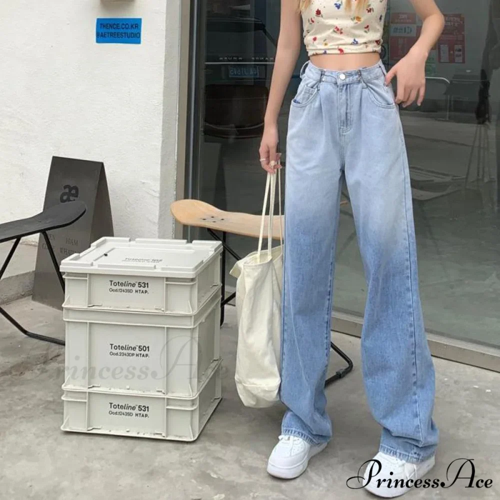 High Waisted Casual Streetwear Gradient Jeans - Image 3