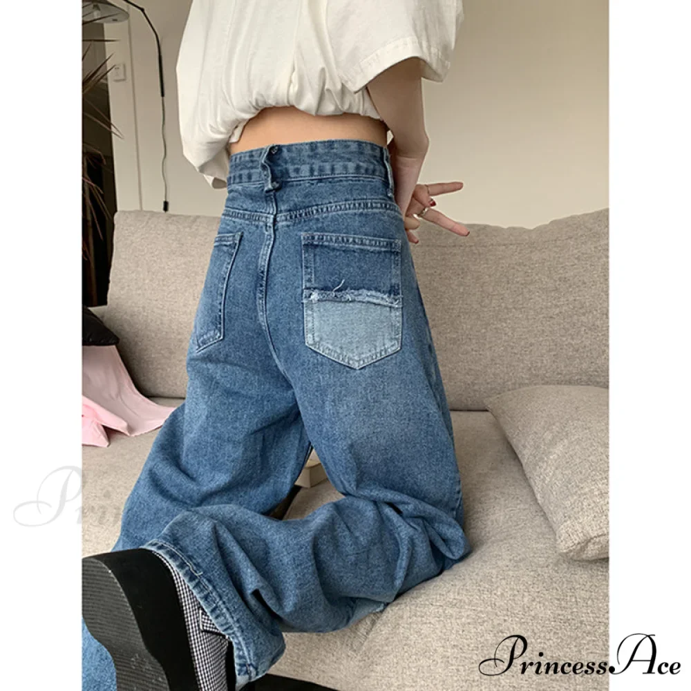 Blue Vintage High Waist Baggy Jeans - Image 4