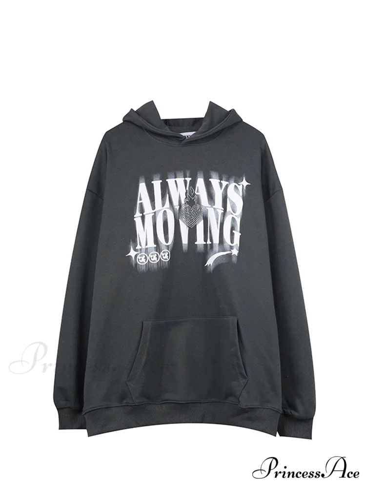 Letter Print Oversize Streetwear Hoody Pullover - Image 2