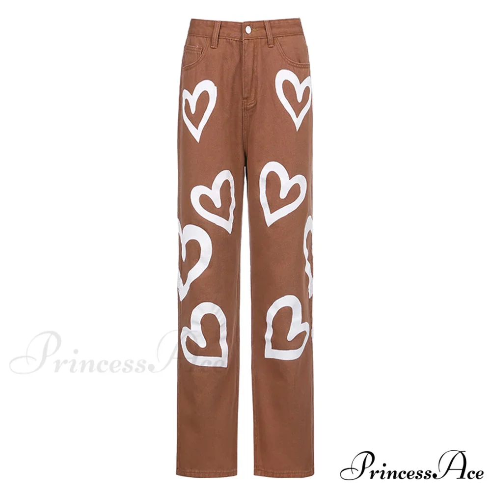 Vintage Blue Heart Printed Baggy Jeans - Image 5