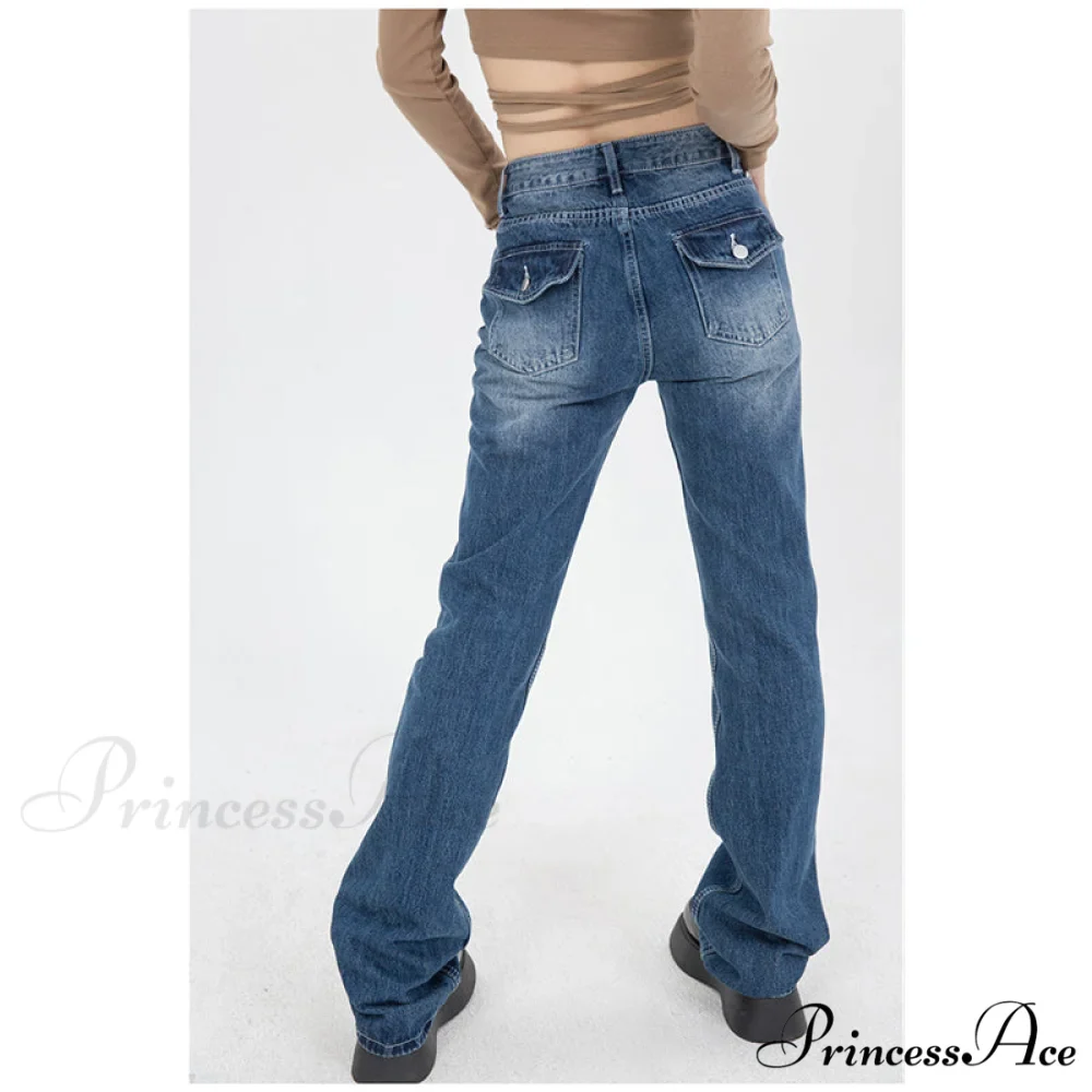 Hig Waist Loose Demin Blue Jeans - Image 2