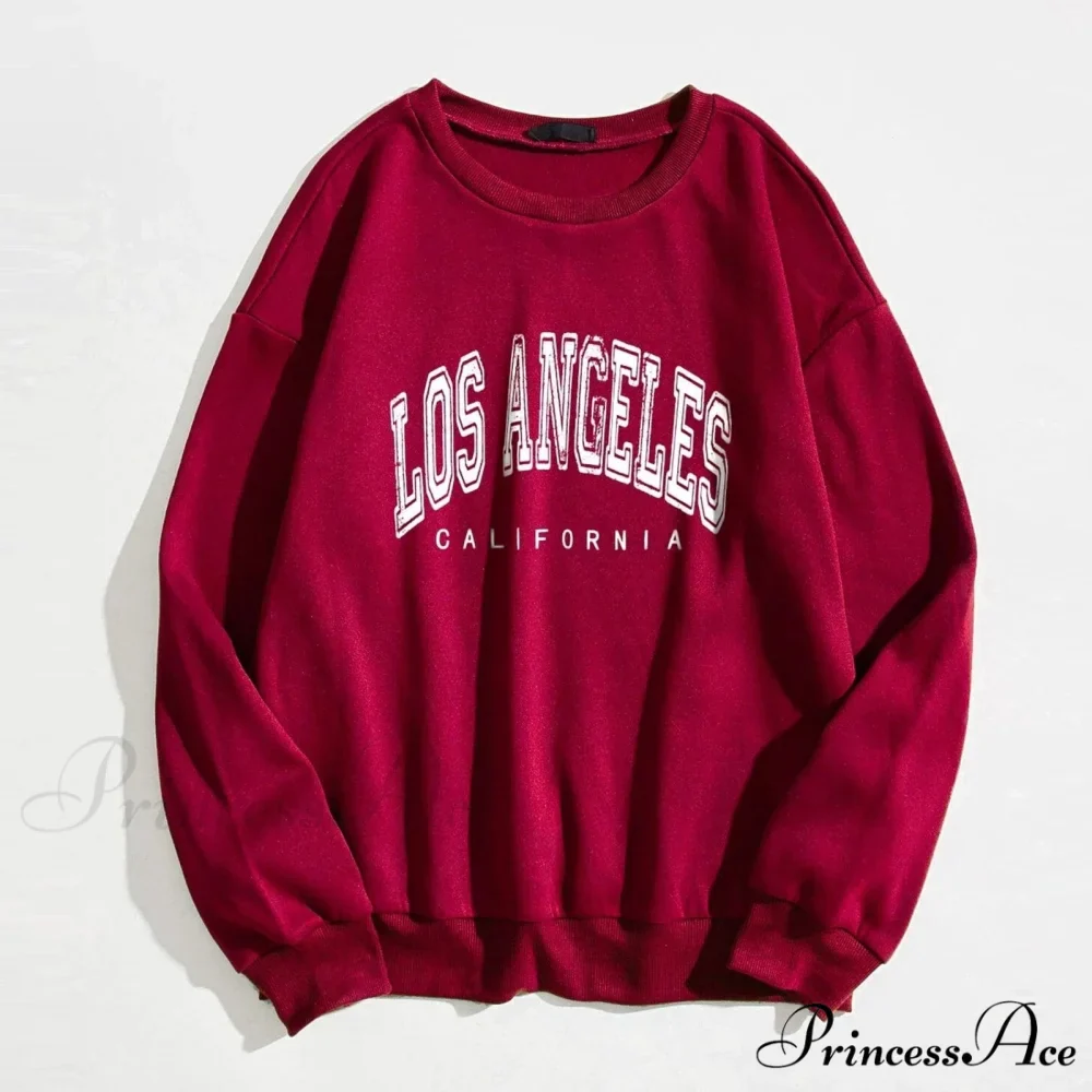 Letter Print O Neck Long-Sleeve Hoody Pullover - Image 6