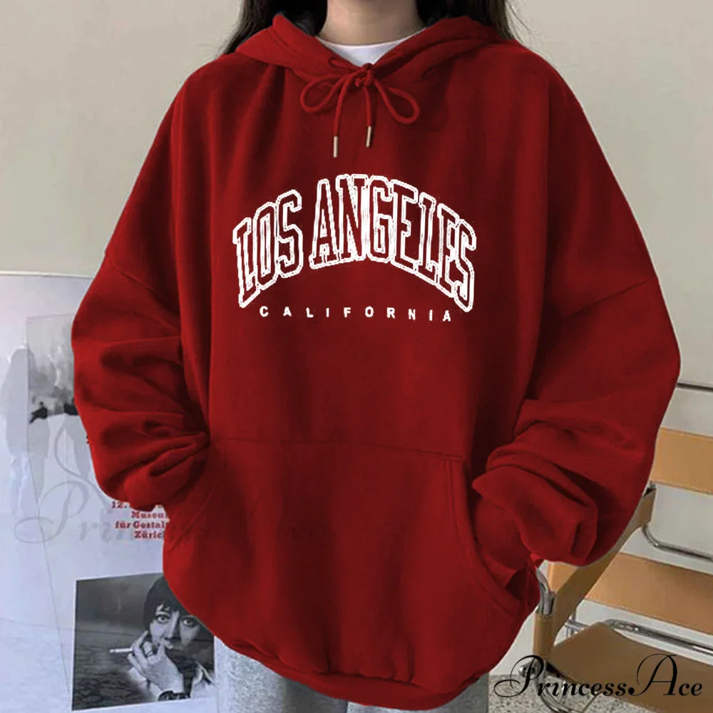 Los Angeles California Print Hoody Pullover - Image 4