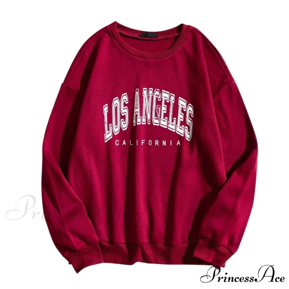 Letter Los Angeles Print Hoody Pullover - Image 2