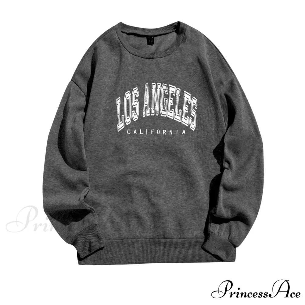 Letter Los Angeles Print Hoody Pullover - Image 7