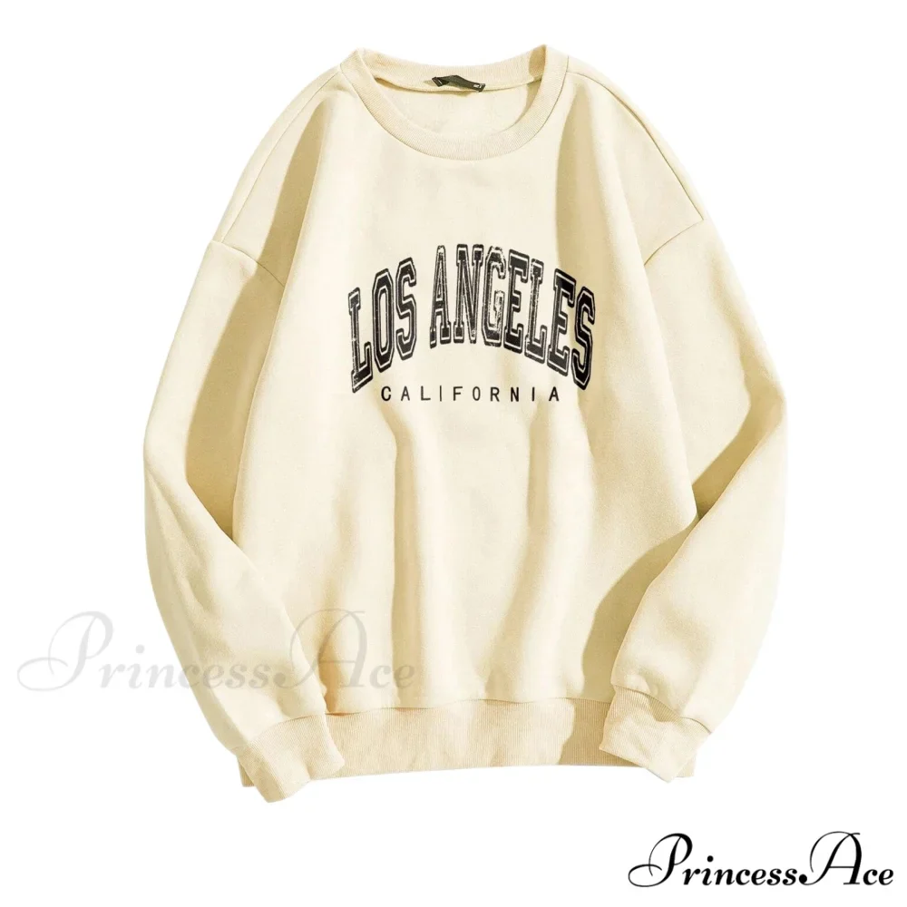 Letter Los Angeles Print Hoody Pullover - Image 8